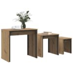 vidaXL Nesting kávový stôl 3 pcs dub artisan 60 x 35 x 56 cm – Obrázok 3