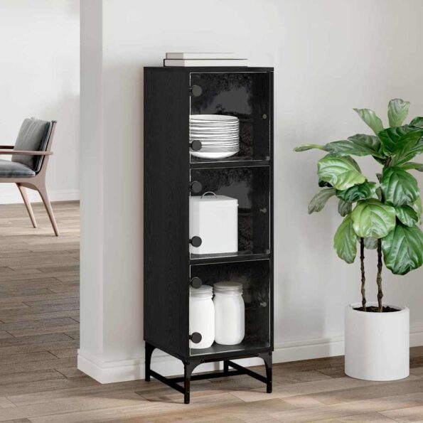 vidaXL Highboard Čierny dub 35 x 37 x 117 cm Kompozitné drevo – Obrázok 4