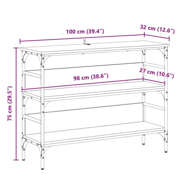 vidaXL Konzolový stôl dub artisan 100 x 32 x 75 cm Kompozitné drevo – Obrázok 9