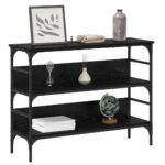 vidaXL Konzolový stôl Čierny dub 100 x 32 x 75 cm Kompozitné drevo – Obrázok 3