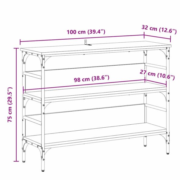 vidaXL Konzolový stôl Čierny dub 100 x 32 x 75 cm Kompozitné drevo – Obrázok 9