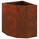 vidaXL Rohová kvetináč Hrdzavý 30 x 30 x 35 cm – Obrázok 4