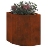 vidaXL Rohová kvetináč Hrdzavý 30 x 30 x 35 cm – Obrázok 5