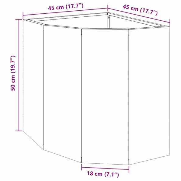 vidaXL Rohová kvetináč Čierna 45 x 45 x 50 cm Oceľ – Obrázok 12