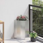 vidaXL Rohová kvetináč Strieborná 30 x 30 x 50 cm Nehrdzavejúca oceľ