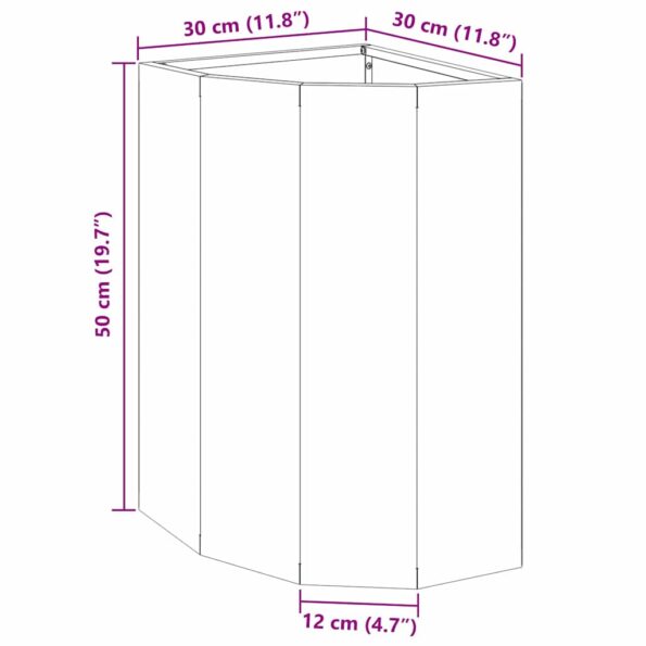 vidaXL Rohová kvetináč Strieborná 30 x 30 x 50 cm Nehrdzavejúca oceľ – Obrázok 12