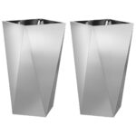 vidaXL Hrantík 2 pcs Strieborná 40 x 40 x 75 cm Pozinkovaná oceľ – Obrázok 2