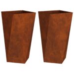 vidaXL Hrantík 2 pcs Hrdzavý 40 x 40 x 75 cm – Obrázok 4