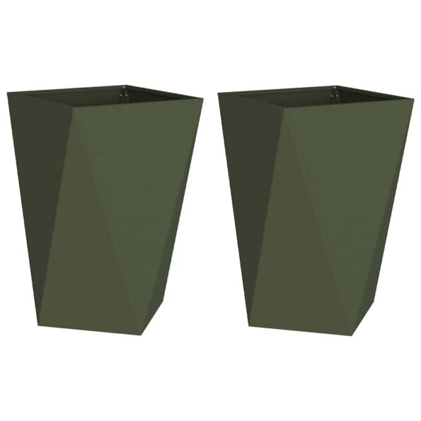 vidaXL Hrantík 2 pcs Olivová zelená 50 x 50 x 75 cm Oceľ – Obrázok 2