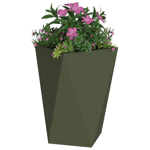 vidaXL Hrantík 2 pcs Olivová zelená 50 x 50 x 75 cm Oceľ – Obrázok 3