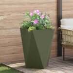 vidaXL Hrantík 2 pcs Olivová zelená 50 x 50 x 75 cm Oceľ – Obrázok 4