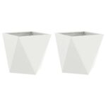 vidaXL Hrantík 2 pcs Biela 50 x 50 x 50 cm Oceľ – Obrázok 2