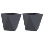 vidaXL Hrantík 2 pcs Antracit 50 x 50 x 50 cm Oceľ – Obrázok 2