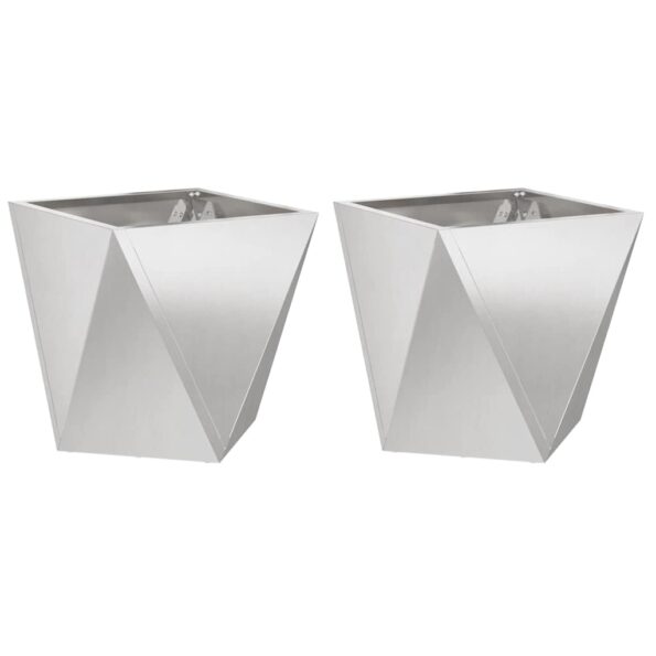 vidaXL Hrantík 2 pcs Strieborná 50 x 50 x 50 cm Nerezová oceľ – Obrázok 2