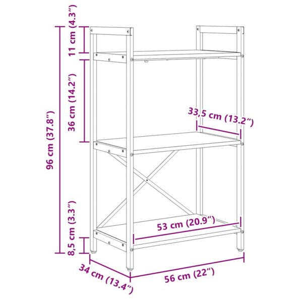 vidaXL Regál na knihy Dymová dub 56 x 34 x 96 cm Kompozitné drevo – Obrázok 11