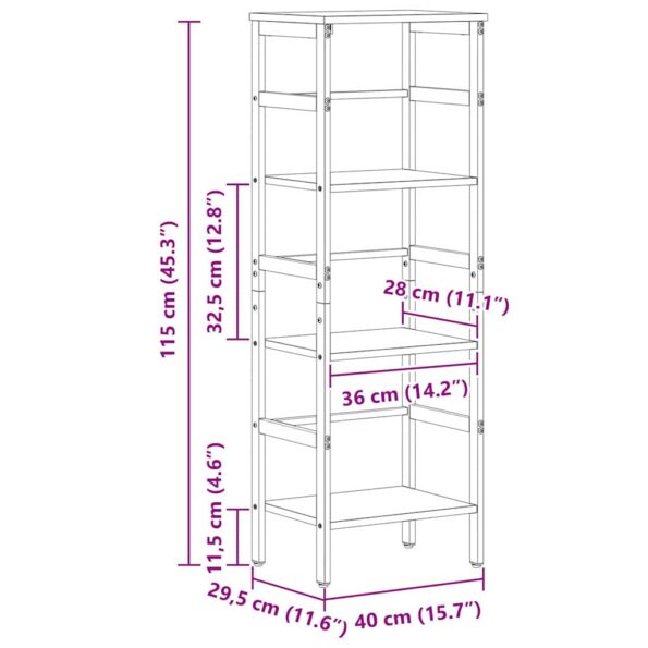vidaXL Regál na knihy Dymová dub 40 x 29,5 x 115 cm Kompozitné drevo – Obrázok 11