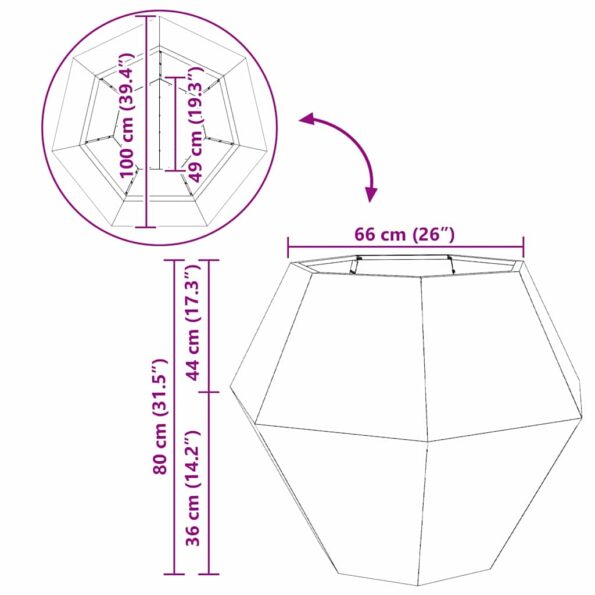 vidaXL Hrantík 2 pcs Čierna 100 x 100 x 80 cm Oceľ – Obrázok 11