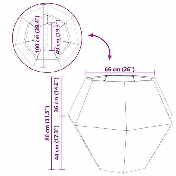 vidaXL Hrantík 2 pcs Olivová zelená 100 x 100 x 80 cm Oceľ – Obrázok 11