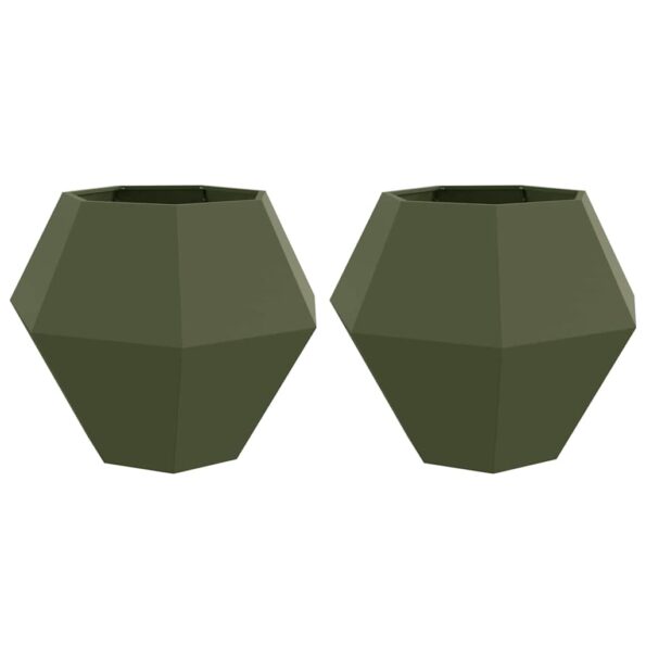vidaXL Hrantík 2 pcs Olivová zelená 100 x 100 x 80 cm Oceľ – Obrázok 2