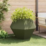 vidaXL Hrantík 2 pcs Olivová zelená 100 x 100 x 80 cm Oceľ – Obrázok 4