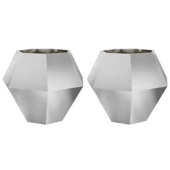 vidaXL Hrantík 2 pcs Strieborná 100 x 100 x 80 cm Nerezová oceľ – Obrázok 2