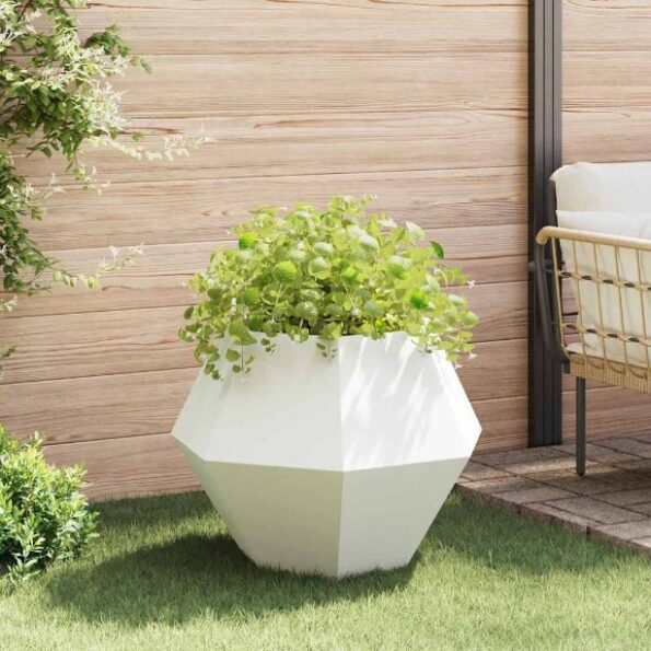 vidaXL Hrantík 2 pcs Biela 75 x 75 x 60 cm Oceľ – Obrázok 4