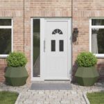 vidaXL Hrantík 2 pcs Olivová zelená 75 x 75 x 60 cm Oceľ