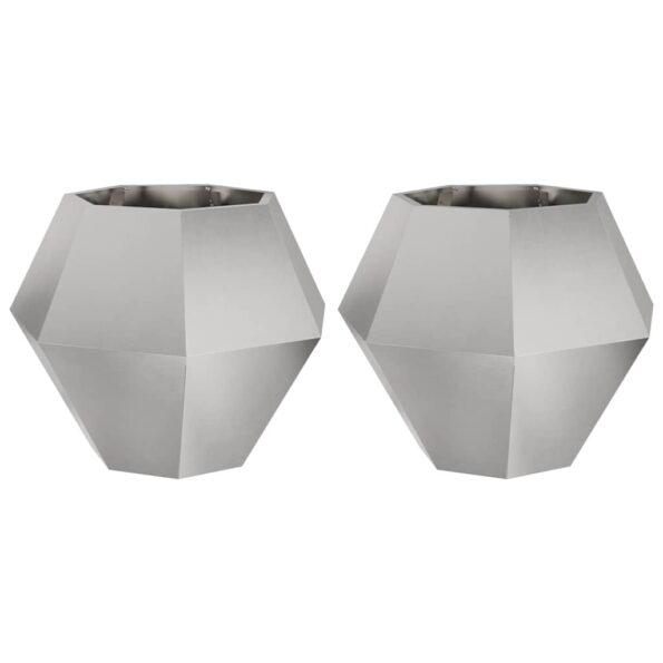 vidaXL Hrantík 2 pcs Strieborná 75 x 75 x 60 cm Nerezová oceľ – Obrázok 2