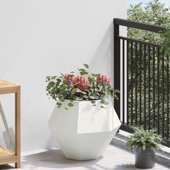 vidaXL Hrantík 2 pcs Biela 50 x 50 x 40 cm Oceľ – Obrázok 4