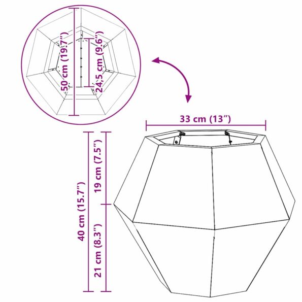 vidaXL Hrantík 2 pcs Antracit 50 x 50 x 40 cm Oceľ – Obrázok 11