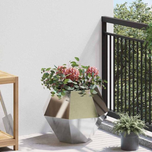 vidaXL Hrantík 2 pcs Strieborná 50 x 50 x 40 cm Nerezová oceľ – Obrázok 4