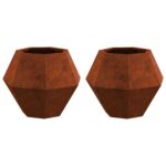 vidaXL Hrantík 2 pcs Hrdzavý 50 x 50 x 40 cm – Obrázok 4