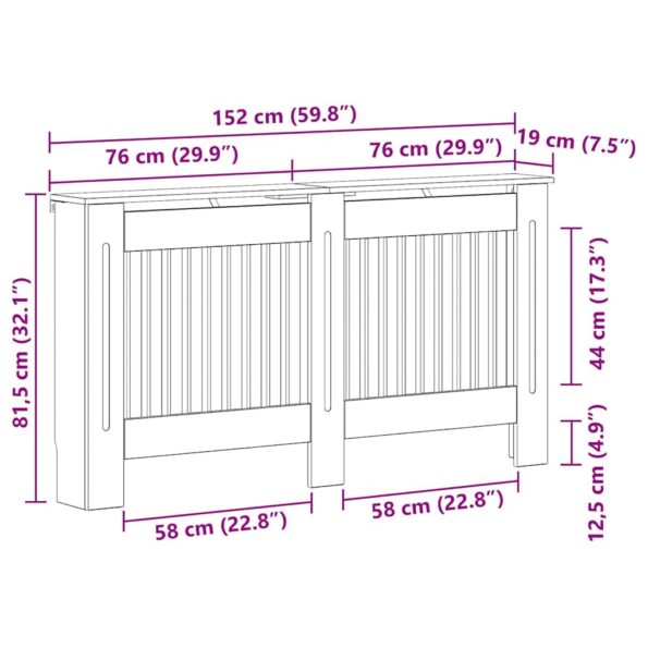 vidaXL Kryt radiátora Betónová šedá 152 x 19 x 81,5 cm – Obrázok 10