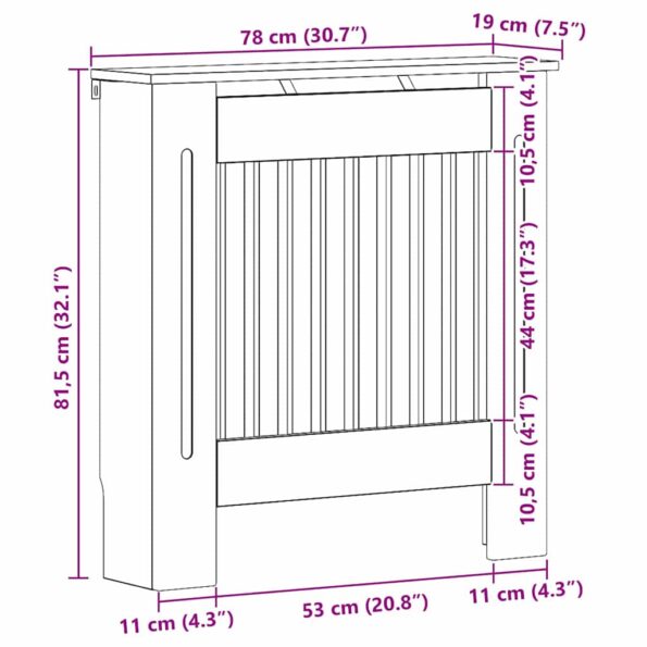 vidaXL Kryt radiátora Dymová dub 78 x 19 x 81,5 cm Kompozitné drevo – Obrázok 10