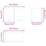 vidaXL Závesná skrinka Riga 2 pcs Staré drevo a biela 60 x 31 x 40 cm – Obrázok 13