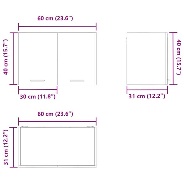 vidaXL Závesná skrinka Riga 2 pcs Staré drevo a biela 60 x 31 x 40 cm – Obrázok 13
