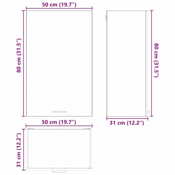 vidaXL Závesná skrinka Riga Remeselný dub a biela 50 x 31 x 80 cm – Obrázok 13