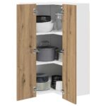 vidaXL Závesná skrinka Riga Remeselný dub a biela 57 x 57 x 100 cm – Obrázok 3