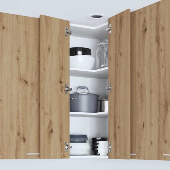 vidaXL Závesná skrinka Riga Remeselný dub a biela 57 x 57 x 100 cm – Obrázok 4