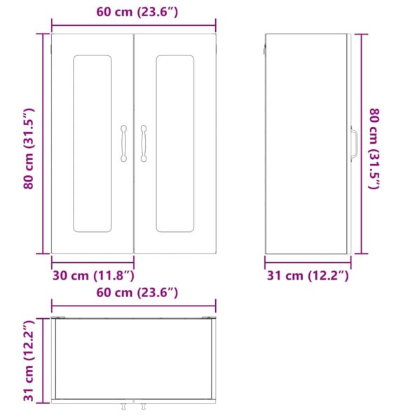 vidaXL Horná kuchynská skrinka Vysoký lesk bielej 60 x 31 x 80 cm – Obrázok 6
