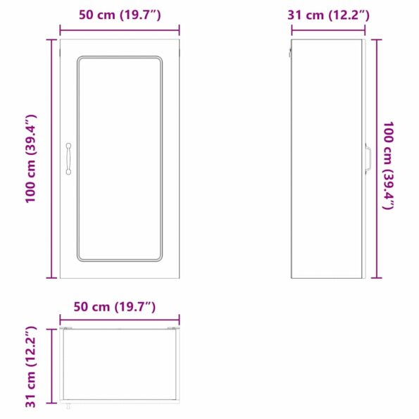vidaXL Horná kuchynská skrinka s poličkou Dymová dub 50 x 31 x 100 cm – Obrázok 8