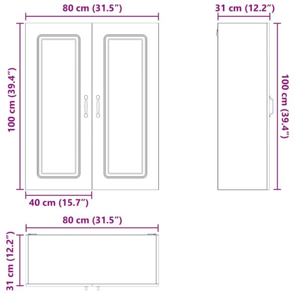 vidaXL Horná kuchynská skrinka s poličkou Hnedý dub 80 x 31 x 100 cm – Obrázok 6