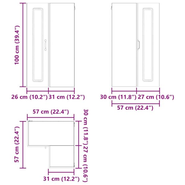 vidaXL Horná kuchynská skrinka Nástenný Betónová šedá 57 x 57 x 100 cm – Obrázok 7