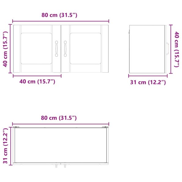vidaXL Horná kuchynská skrinka Betónová šedá 80 x 31 x 40 cm – Obrázok 6