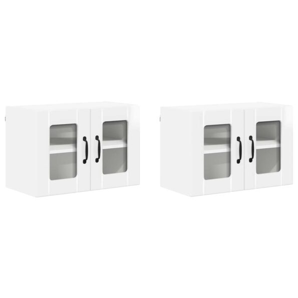 vidaXL Horná kuchynská skrinka s poličkou 2 pcs Vysoký lesk bielej – Obrázok 8
