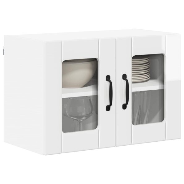 vidaXL Horná kuchynská skrinka s poličkou 2 pcs Vysoký lesk bielej – Obrázok 9