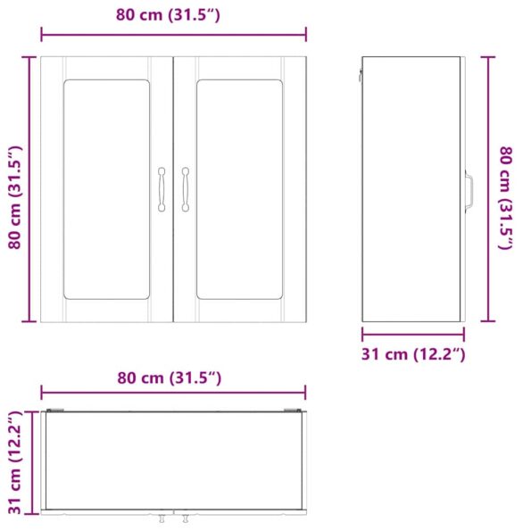 vidaXL Horná kuchynská skrinka s poličkou Dymová dub 80 x 31 x 80 cm – Obrázok 6