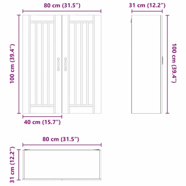 vidaXL Doska umývačky Lucca Dymový dub 80 x 31 x 100 cm – Obrázok 6