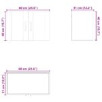 vidaXL Horná kuchynská skrinka s poličkou Sivý Sonoma 60 x 31 x 40 cm – Obrázok 6