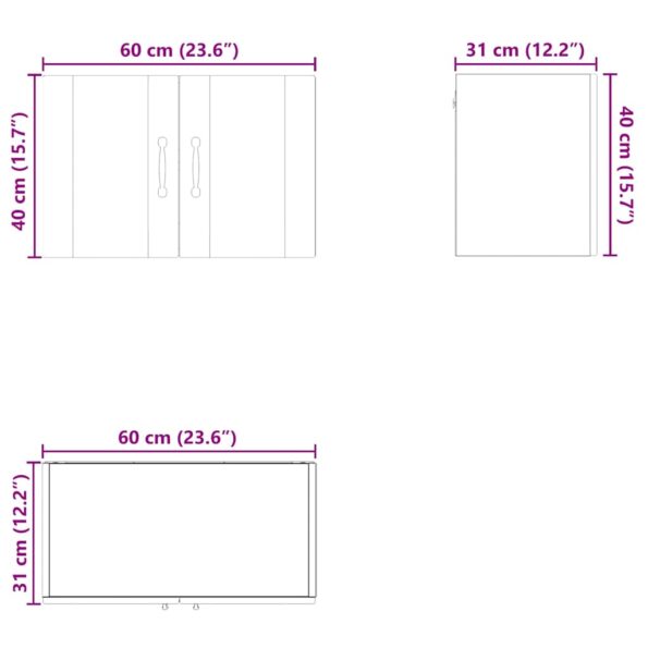 vidaXL Horná kuchynská skrinka s poličkou Sivý Sonoma 60 x 31 x 40 cm – Obrázok 6